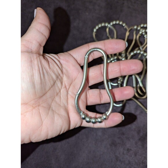 Set of 12 Silver Chrome Shower Curtain Hangers - Picture 1 of 2